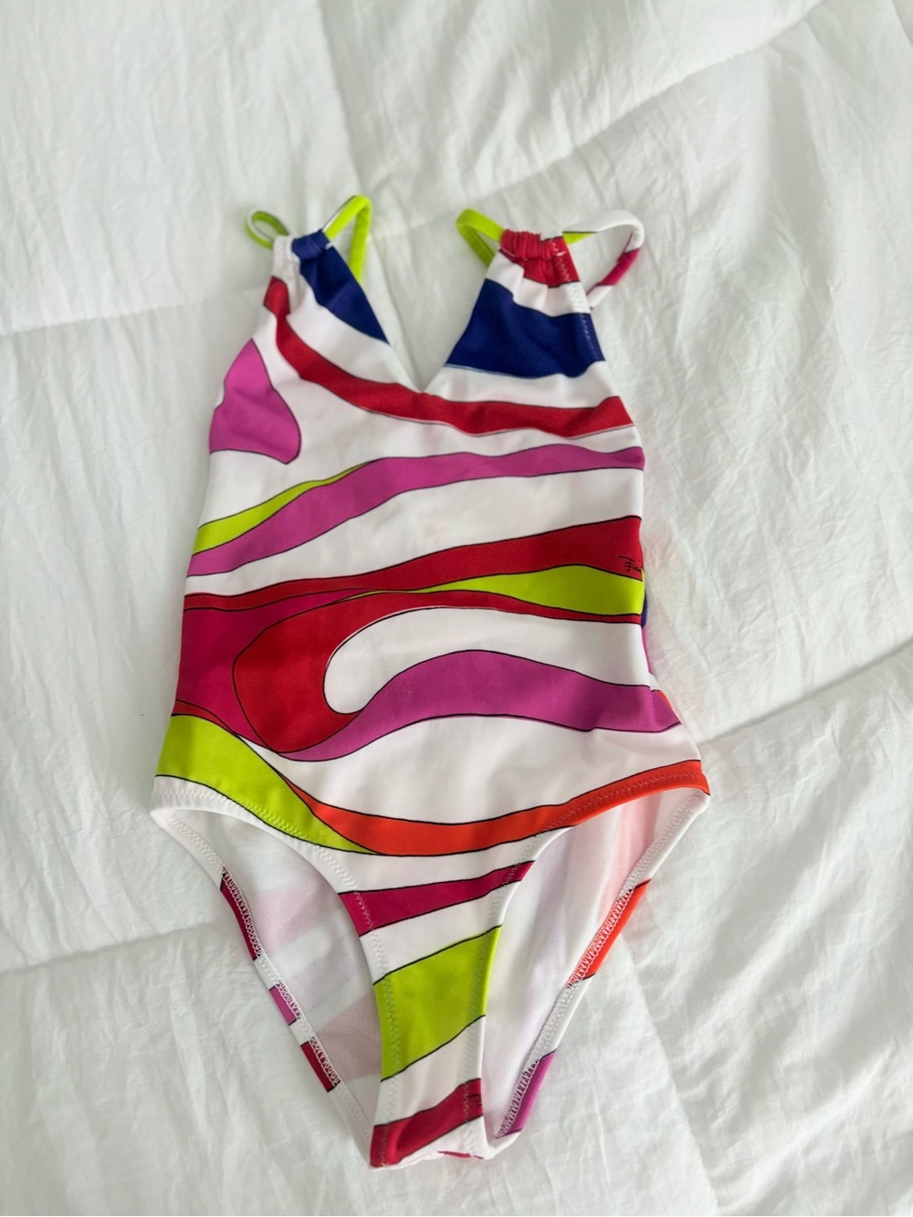 Emilio Pucci Multicolor Wave-Print Kids One-Piece Swim. Toddler 4T. Worn once